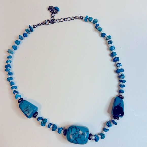 OOAK  Handcrafted Turquoise and White Beads Choker with Extender Host Pick 7/24 - Picture 1 of 3